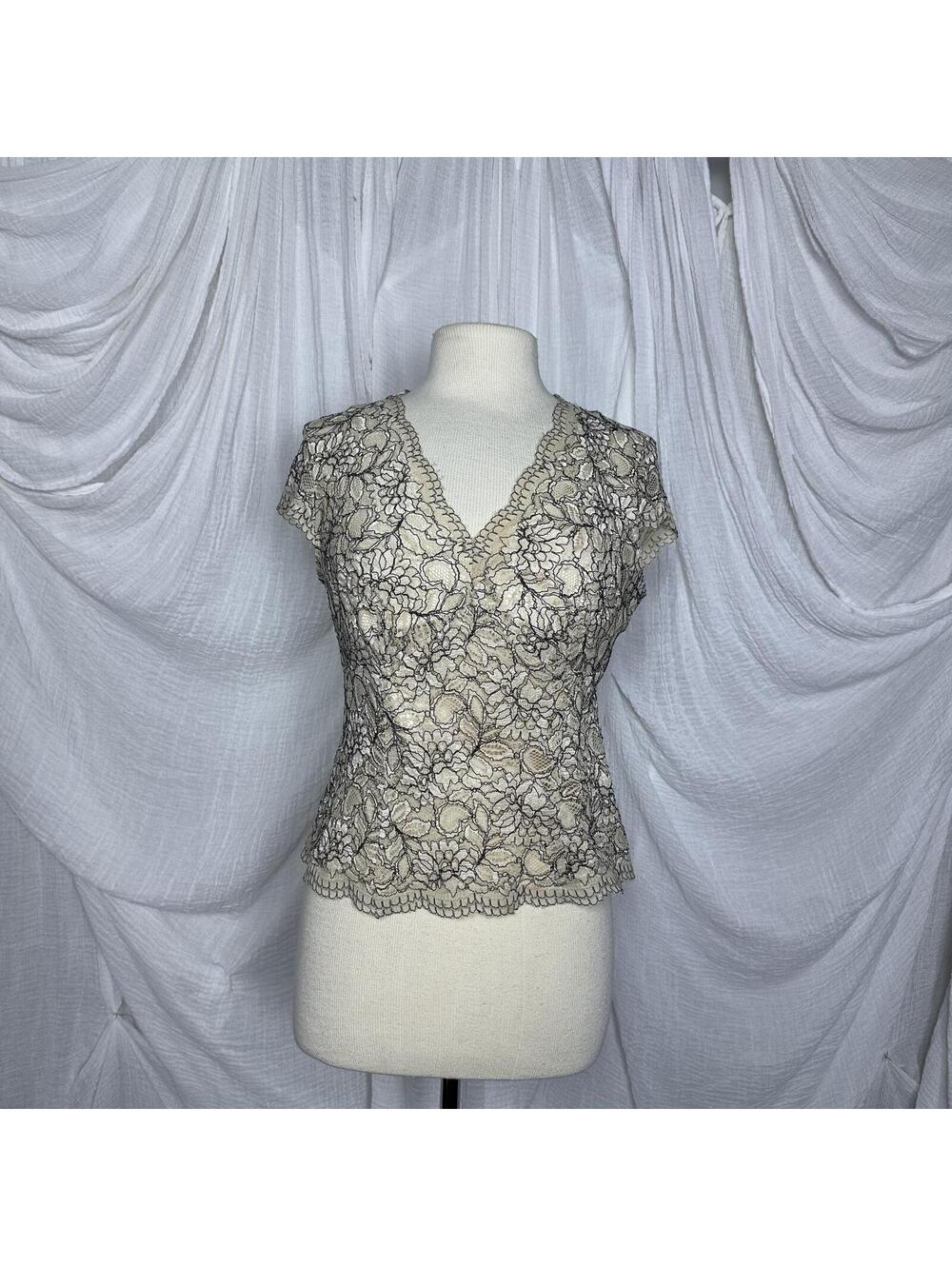 Vintage Indie Fairy Alfani Lace V-Neck Top Size 8